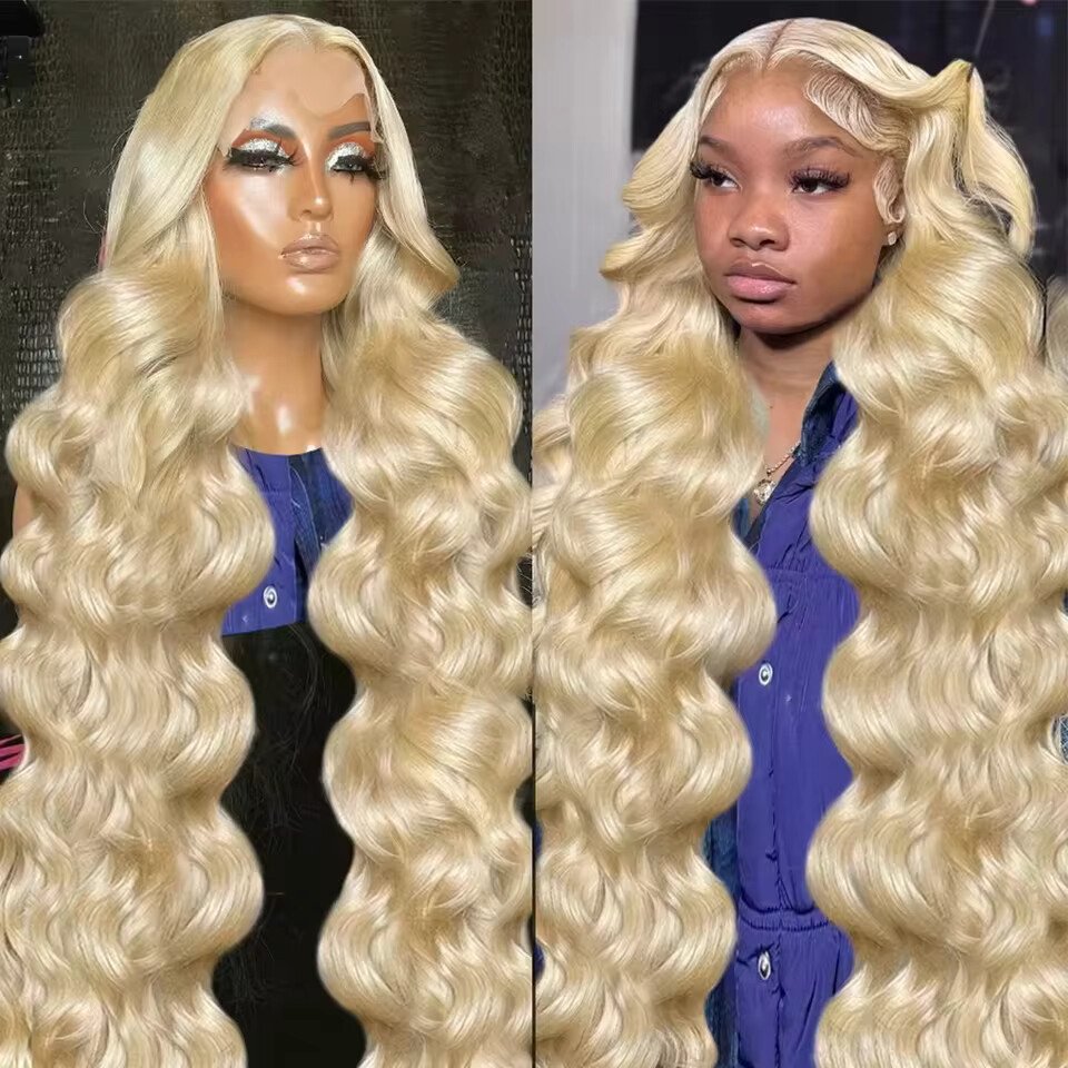 Perruque ondulée blond platine