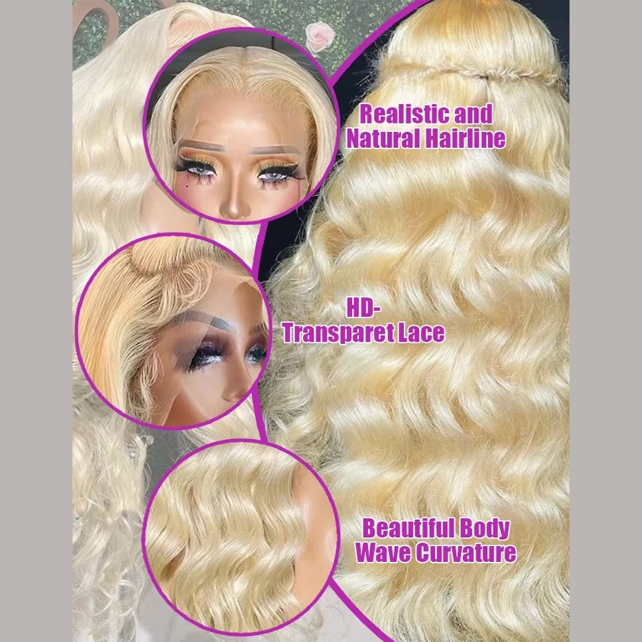 Perruque ondulée blond platine vue 3