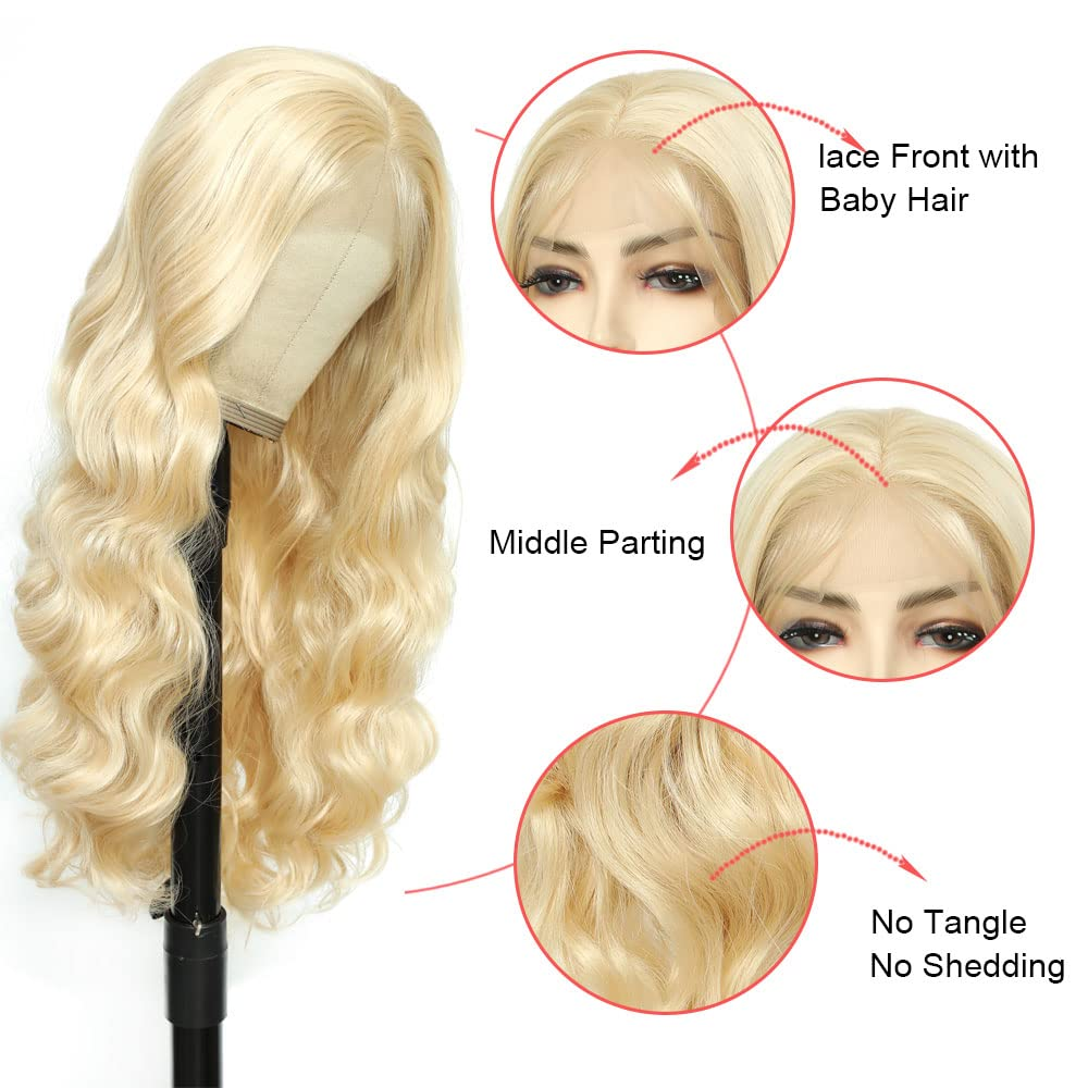 Perruque ondulée blond platine vue 2