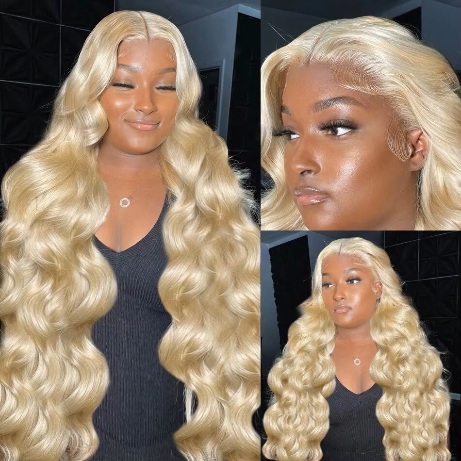 Perruque ondulée blond polaire longue vue 3