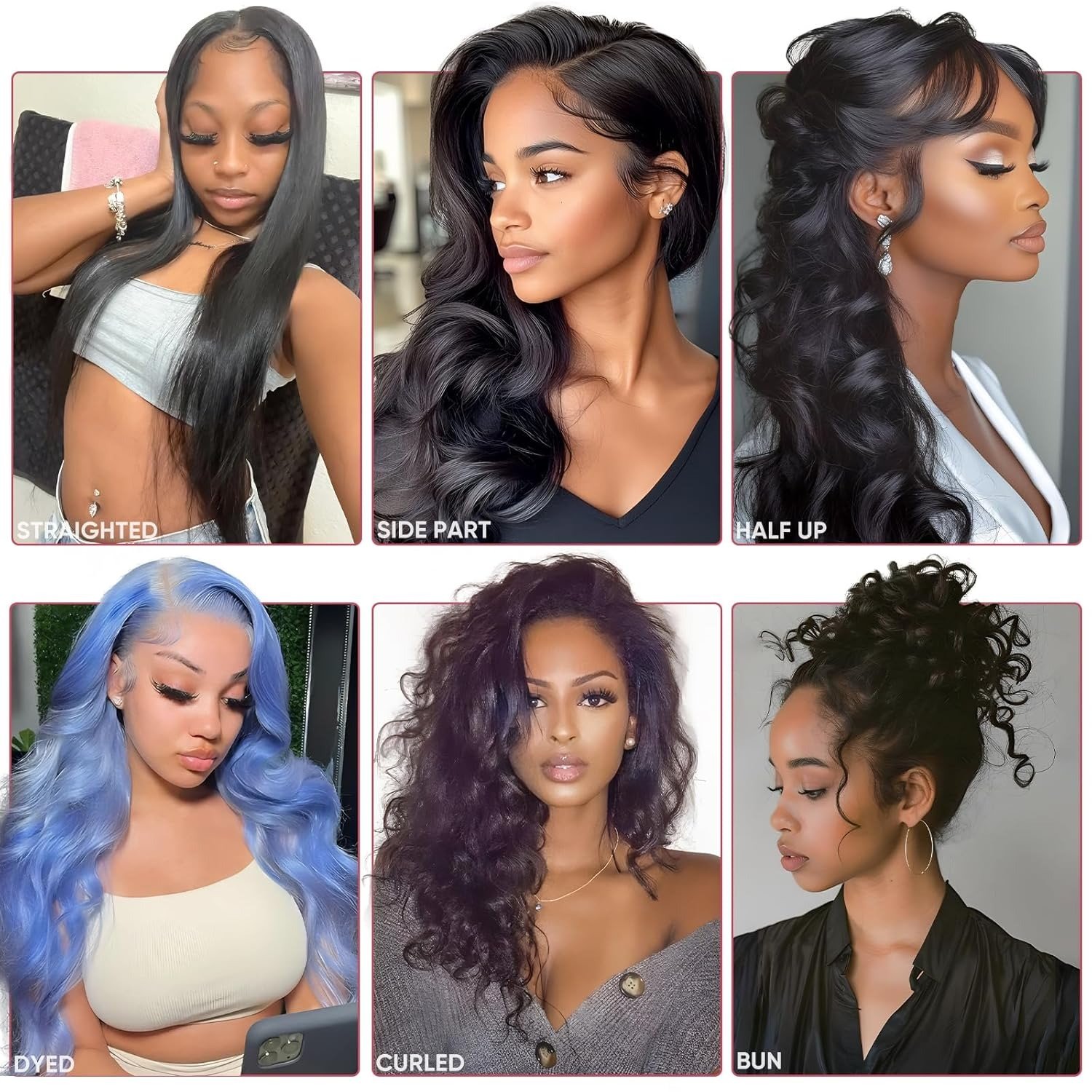 Perruque ondulée cheveux naturels volumineuse — porté